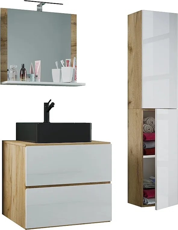 Umywalka 4-częściowa meble łazienkowe Lendas 60 cm L