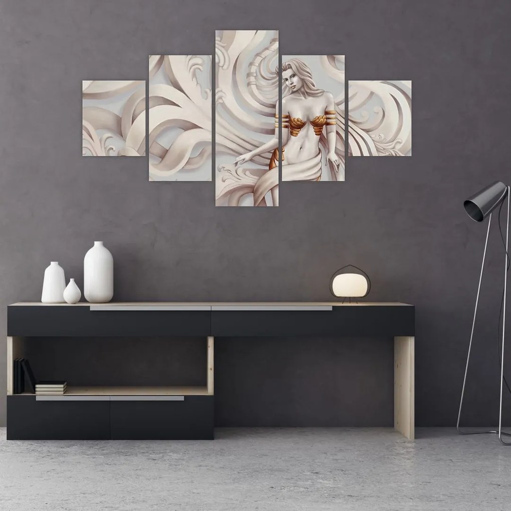 Obraz bogini z motywem kwiatowym (125x70 cm)