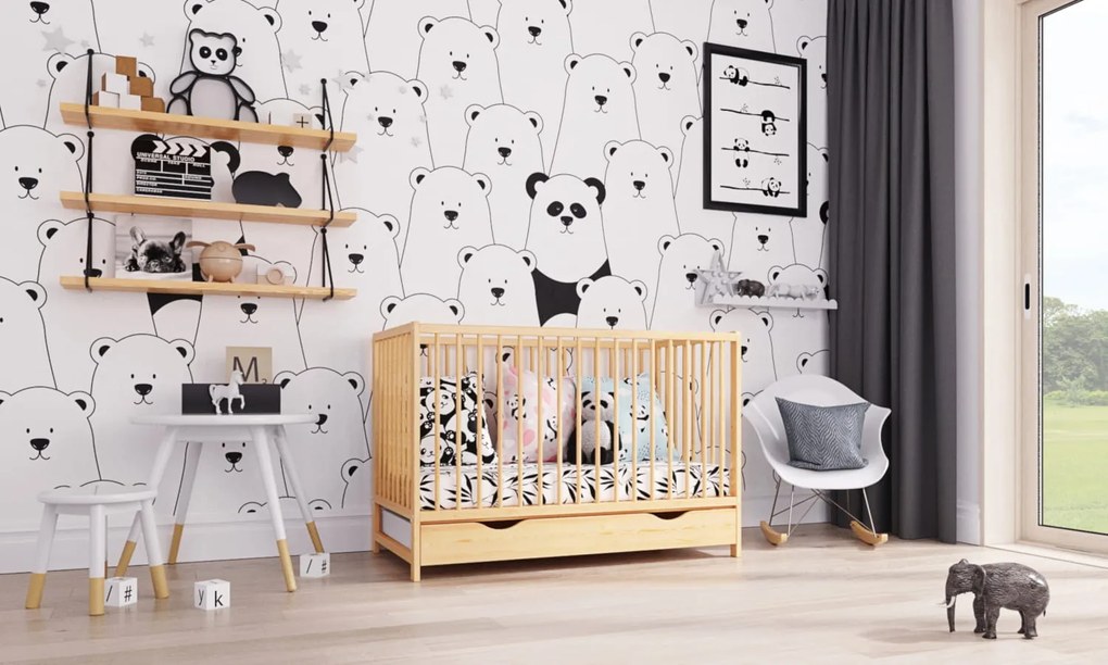 Łóżeczko Dominik sosna 120/60 z szufladą