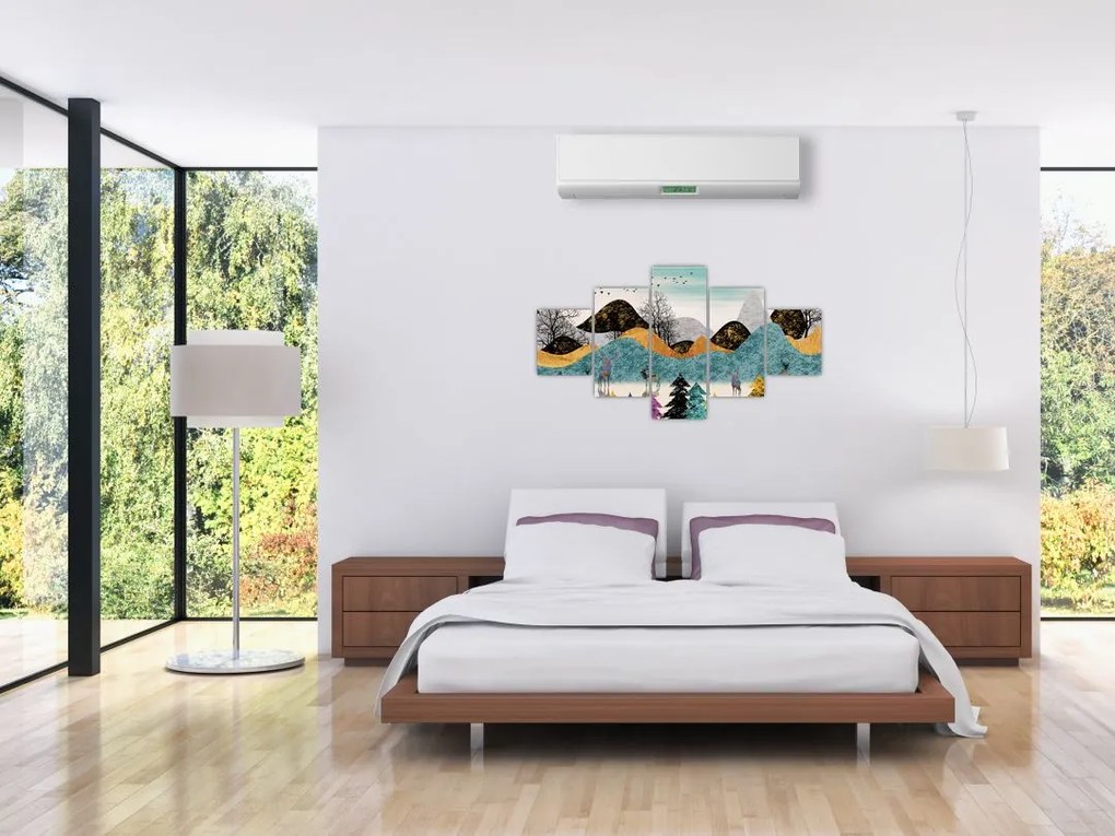 Obraz graficzny z jeleniem (125x70 cm)