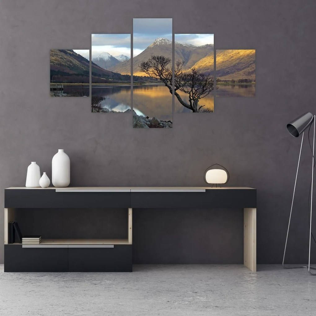 Obraz - Góry nad jeziorem (125x70 cm)