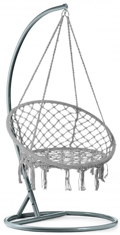 Szary wiszący fotel KOLUMBIA ze stojakiem