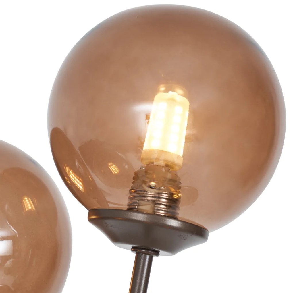 Designerska lampa podłogowa brązowa z brązowym szkłem 5-punktowa - AthensDesignerski Oswietlenie wewnetrzne