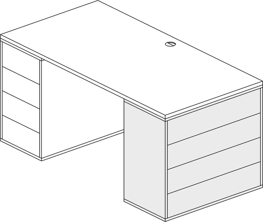 Biurowa komoda z szufladami BLOCK, 800 × 400 × 710 mm, 4 szuflady, biały