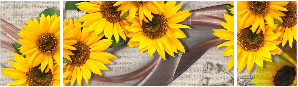 Obraz - Świecące kwiaty słonecznika (170x50 cm)