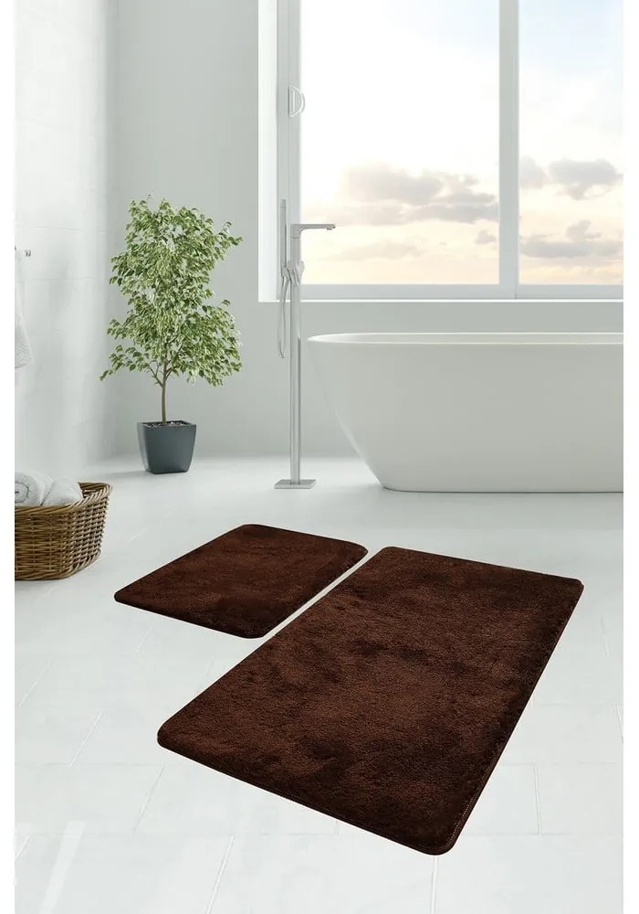 Ciemnobrązowe dywaniki łazienkowe zestaw 2 szt. 60x100 cm Havai – Foutastic