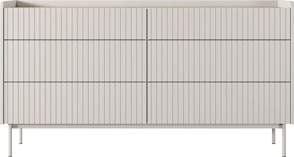 Komoda: 6 szuflad, kaszmir, 153 x 82,2 x 38 cm