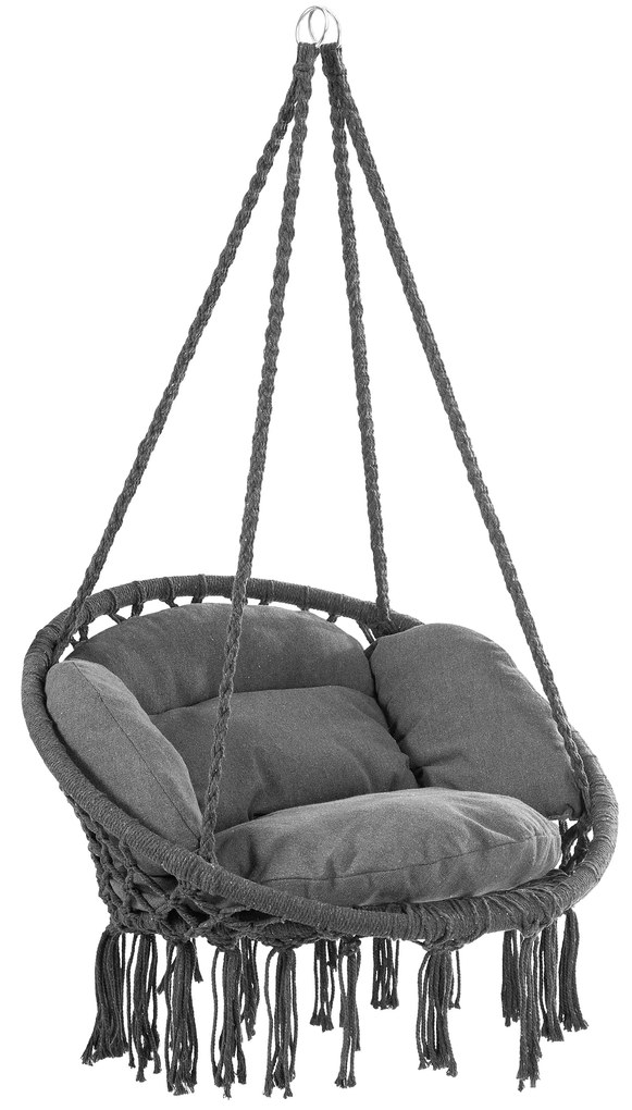 Wiszące krzesło BOHO z poduszkami, Ø61cm, antracytowa Jurhan