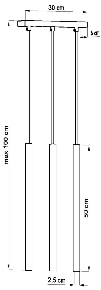 Czarna lampa wisząca Sollux Fideus, dł. 30 cm