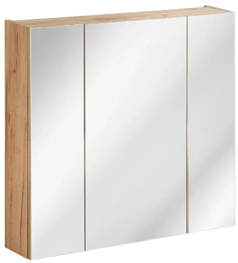 Podwieszana szafka łazienkowa z lustrem - Lunios 5X Dąb 80 cm