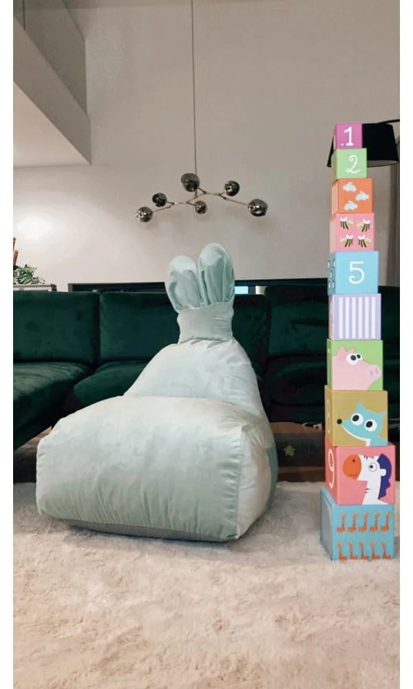 Miętowy dziecięcy worek do siedzenia Funny Bunny – The Brooklyn Kids