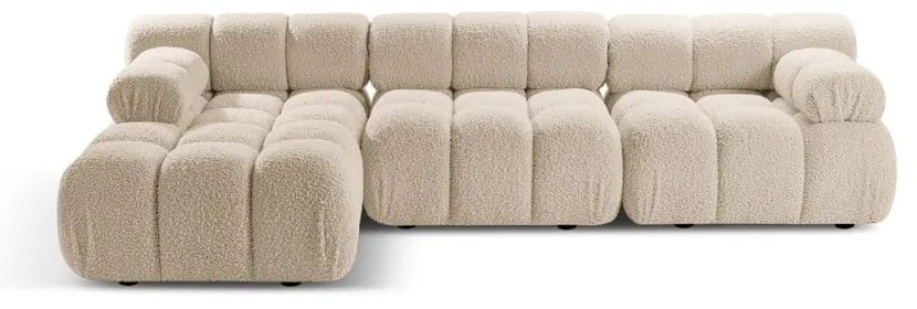 Beżowy narożnik modułowy z materiału bouclé (lewostronny) Bellis – Micadoni Home