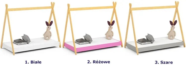 Skandynawskie łóżko tipi szare-  80x180W2-A03