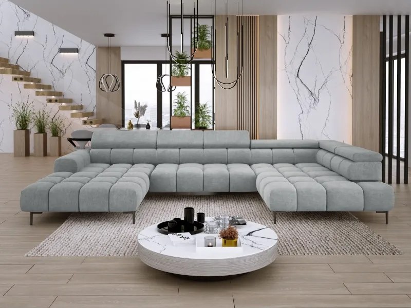 Narożnik PLAZA XL Prawostronny z elektryczną regulacją siedziska Tkanina CLOUD 81 WERSAL
