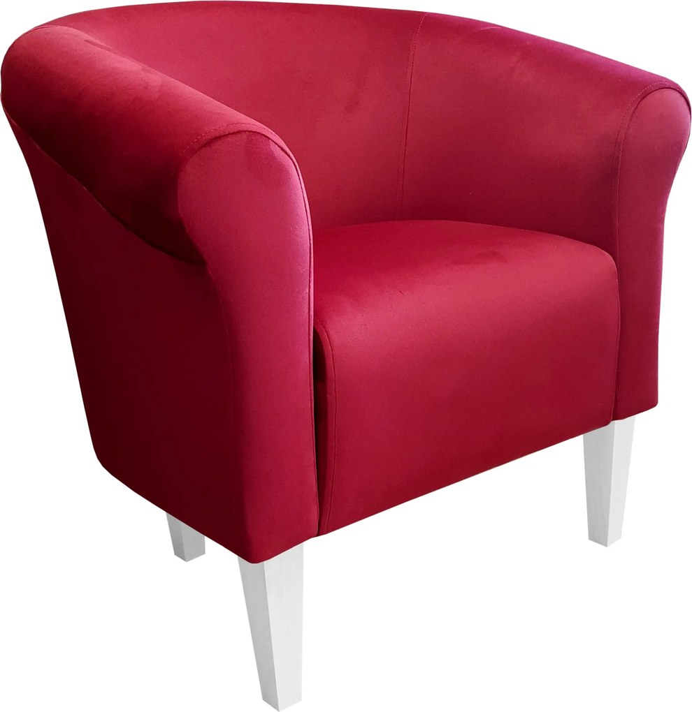 Fotel Milo tkanina Welur wygodny fotel tapicerowany do salonu i sypialni : Kolor nogi - Biała, Kolor tkaniny - VELVET - MG31, Wysokość nogi - 20 cm