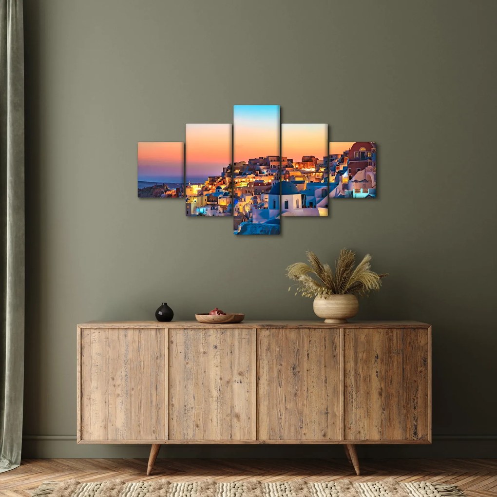 Obraz - Santorini o zmierzchu (125x70 cm)