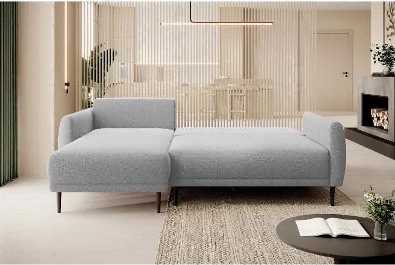 Narożnik BONO z funkcją spania Drewniane nóżki Eleganckie podłokietniki Głębokie siedzisko Lewa strona Barrel 80