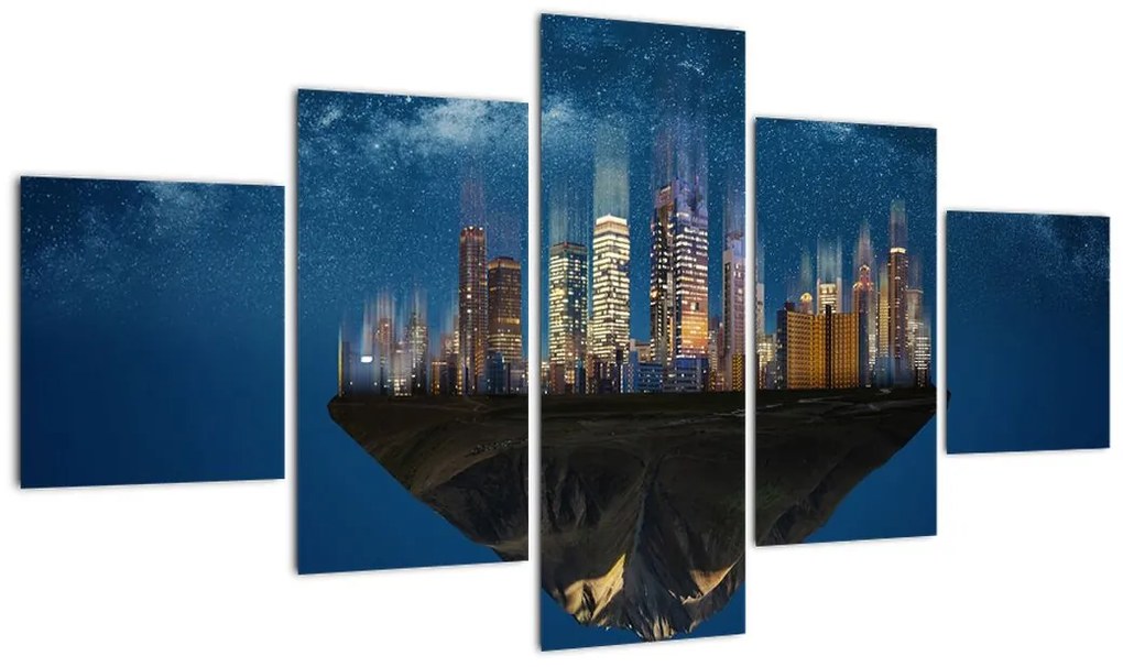 Obraz - Wielkie miasto unoszące się w kosmosie (125x70 cm)
