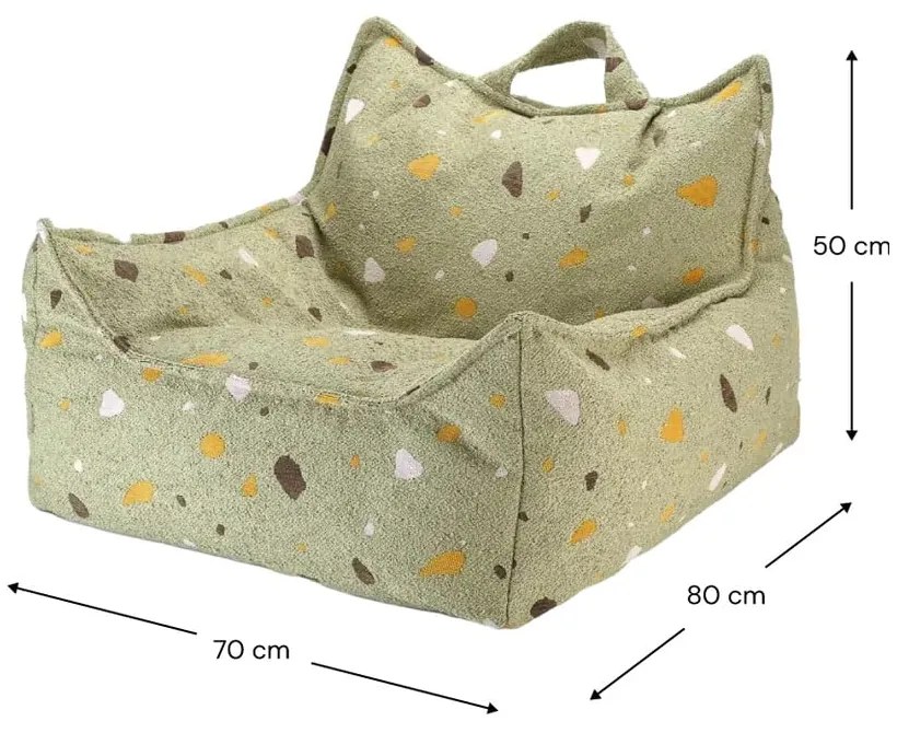 Zielony dziecięcy worek do siedzenia z materiału bouclé/z tkaniny szenilowej Terrazzo Chair – Wigiwama