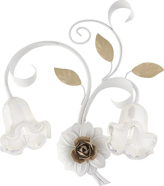 Kinkiet żeliwny lakierowany na biało, postarzany, 2 światła, .42 P.20 BL274-AP2-BCO