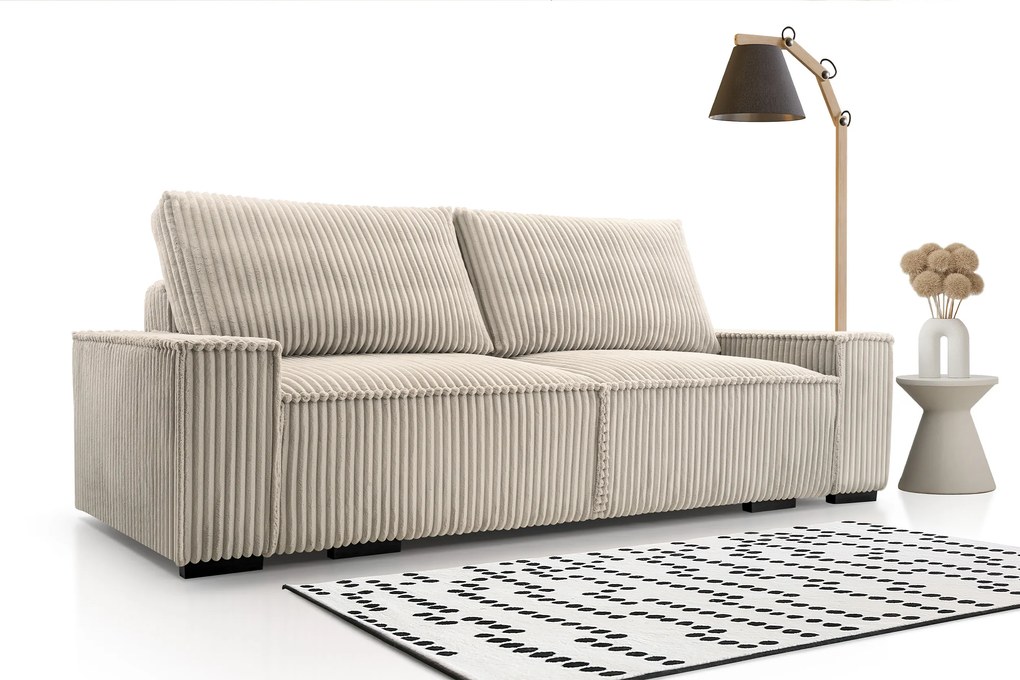 Sofa tapicerowana VELLA soft modern minimalistyczny skandynawski z funkcją spania z pojemnikiem
