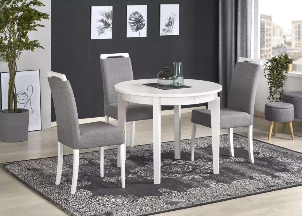 Stół okrągły rozkładany Luminis 100–200 cm okleina naturalna klasyczny elegancki do jadalni salonu