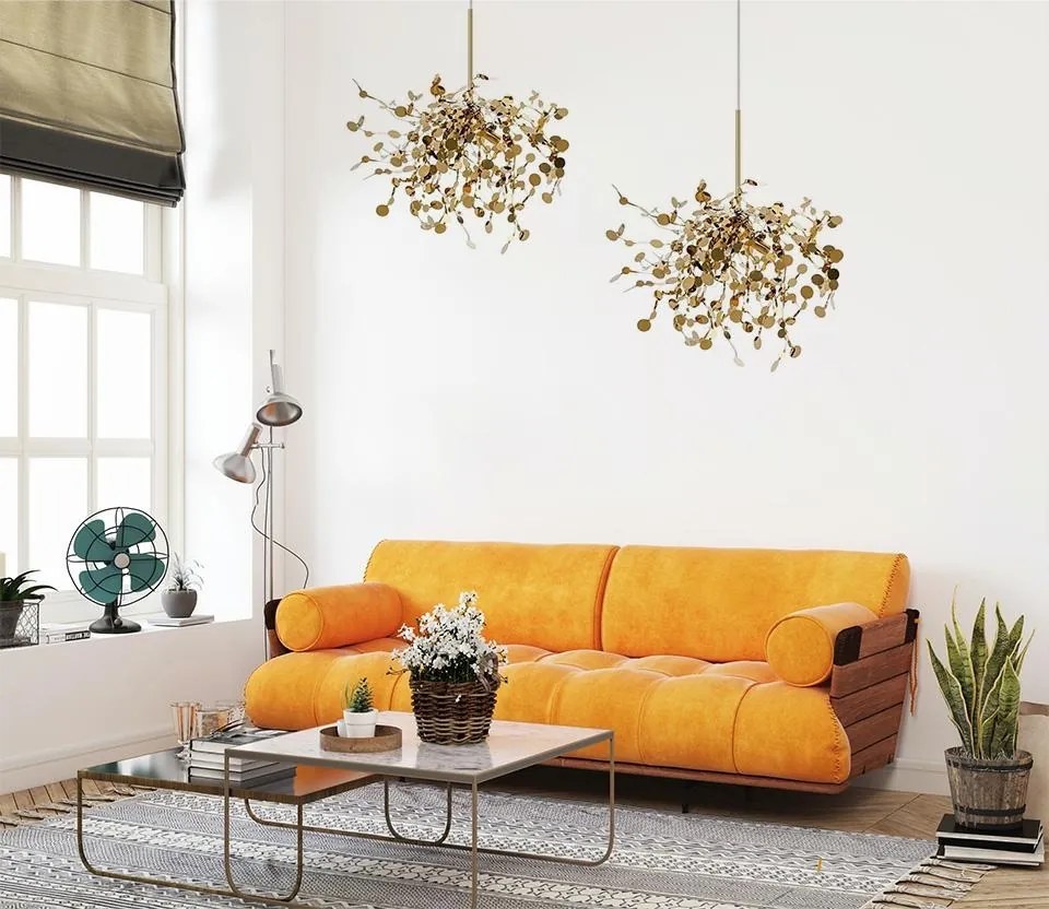 Designerska lampa wisząca Monete Single, złota