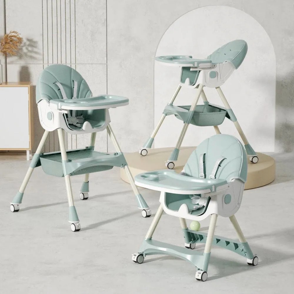 Krzesełko do karmienia tapicerowane miętowe – ergonomiczne