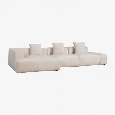 Modułowa Sofa Z Szezlongiem Narożnym Lewym, 3-częściowa ↔︎375 Cm Bruna Sztruksu Beżowy Len - Sklum