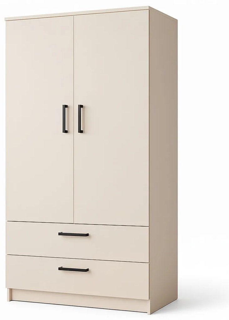 Dwudrzwiowa szafa Tress - drzwi uchylne z szufladami w kolorze kaszmirowym