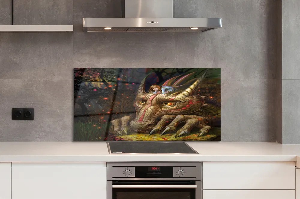 Szkło Ozdobne do Kuchni Spotkanie Dziewczynki ze Smokiem