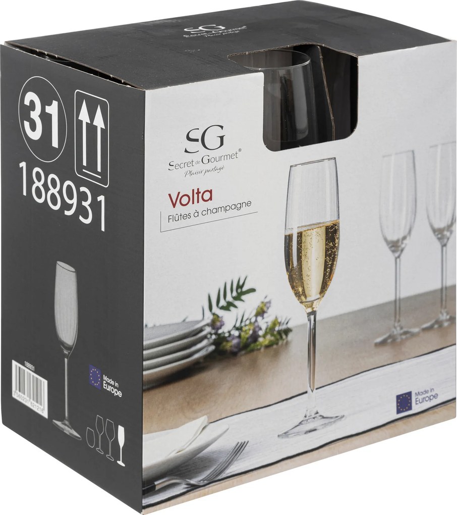 Kieliszki do szampana VOLTA, 6 sztuk x 210 ml