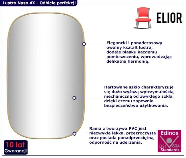 Złote lustro w stylu glamour 80x50 cm - Kogo 4X