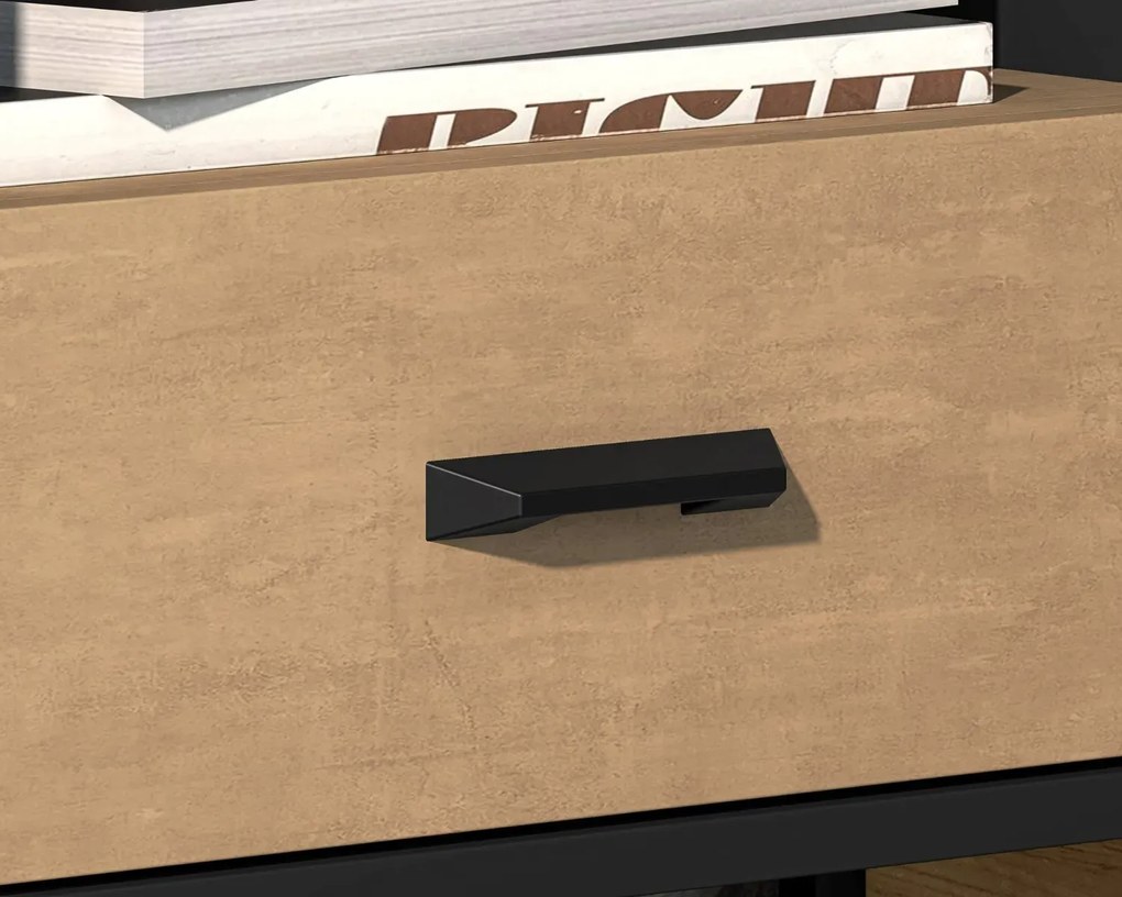 Szafka nocna młodzieżowa COLIN 08 dąb złoty craft/czarna ML MEBLE