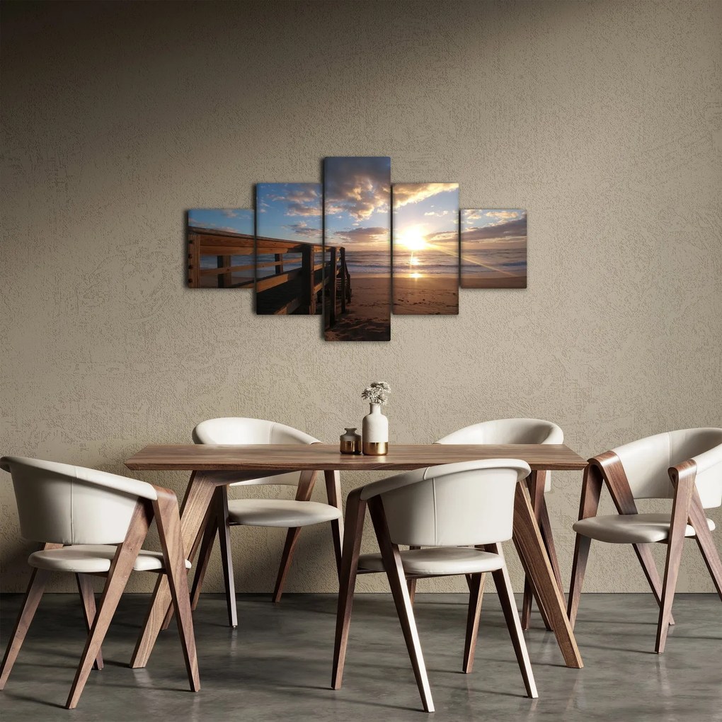 Obraz molo, plaży i morza (125x70 cm)