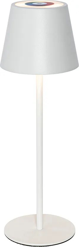 Lampa stołowa biała w komplecie z diodą LED, ściemniaczem, RGB i akumulatorem IP54 - Murdock