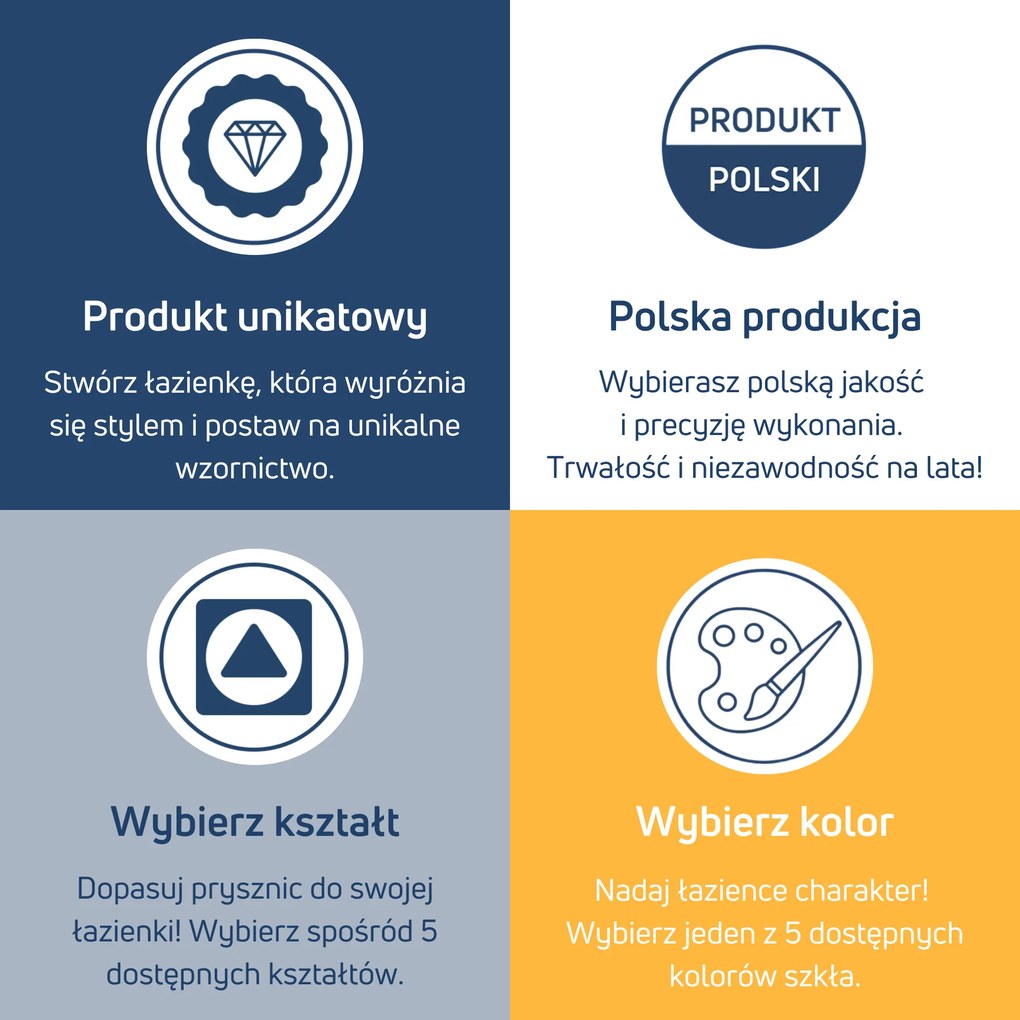 Ścianka prysznicowa WALK IN FIX niebieska półokrągła 8mm MOLIS NATURE blue moon MASSI |różne rozmiary : Kolor profili kabiny - złoty szczotkowany, Szerokość ścianki - 100 cm
