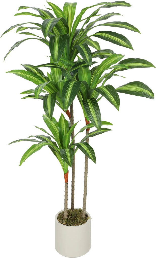HOMCOM Sztuczne drzewo dracena 120 cm z giętkimi pniami i białą donicą do salonu sypialni biura | Aosom PL