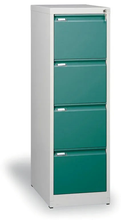 Metalowa szafa kartotekowa A4, 4 szuflady, zielone