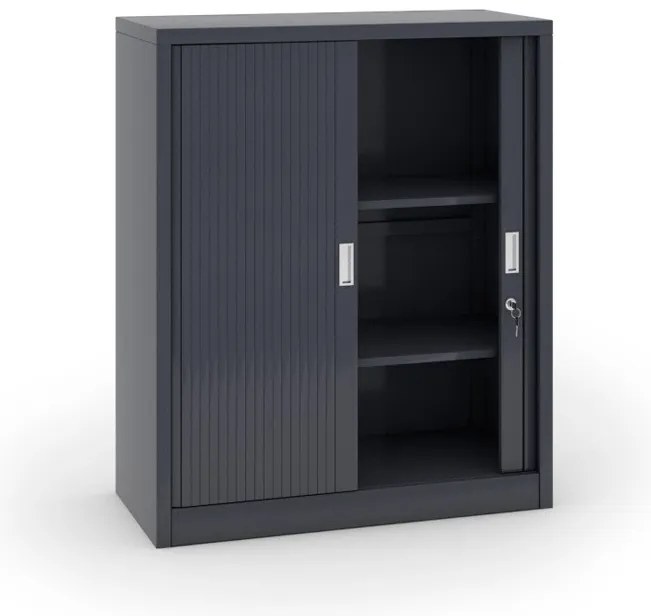 Szafa metalowa z drzwiami rolowanymi, 1200 x 1000 x 450 mm, ciemnoszary