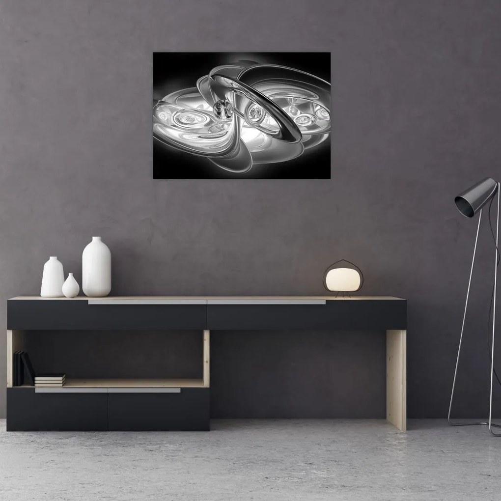 Obraz na szkle - nowoczesna szara abstrakcja (70x50 cm)