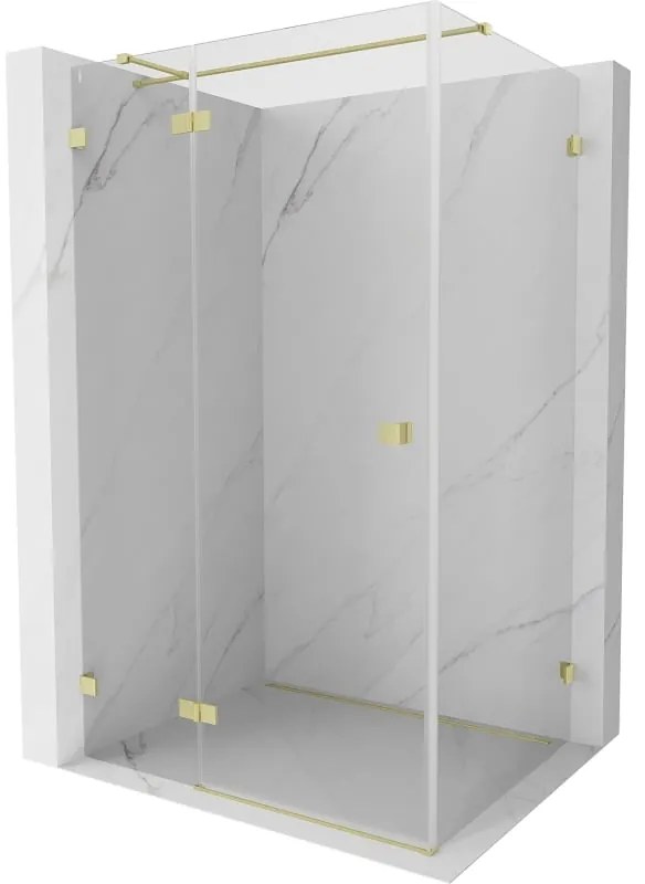 Mexen Lunar T kabina prysznicowa uchylna lewa 75 x 110 cm, transparent, złota szczotkowana - 834T-075-110-55-00-L