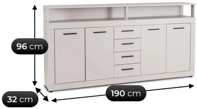 Kaszmirowa komoda z 4 szufladami 190cm A9-S24