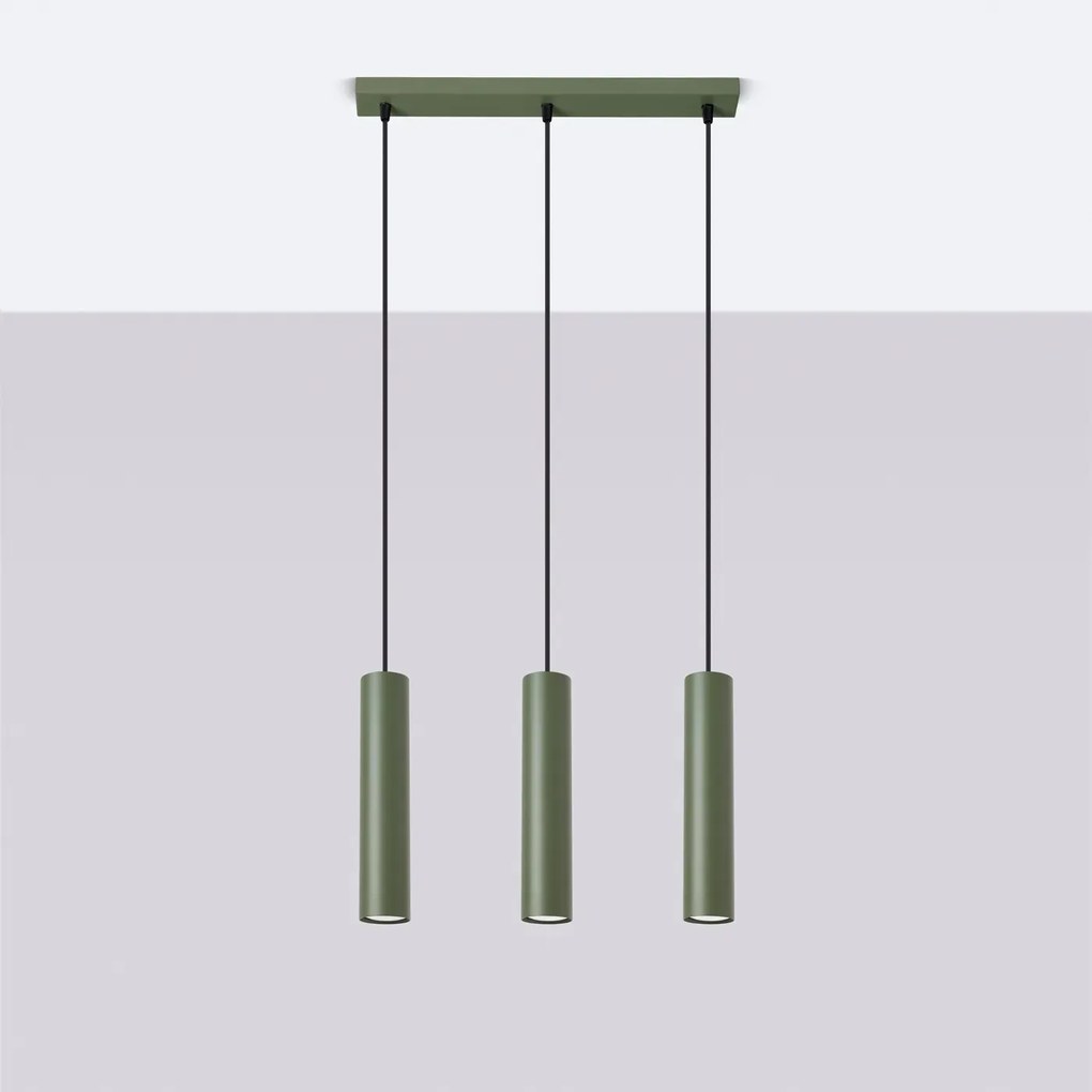 Lampa wisząca LAGOS 3L zielona oliwka SOLLUX LIGHTING