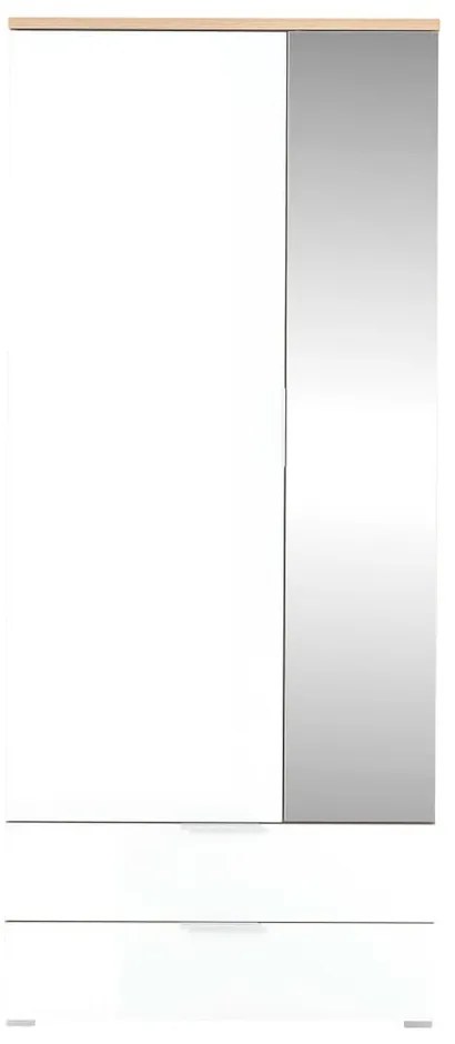 Biała szafa w dekorze dębu z lustrem 84x196 cm Telde – Germania