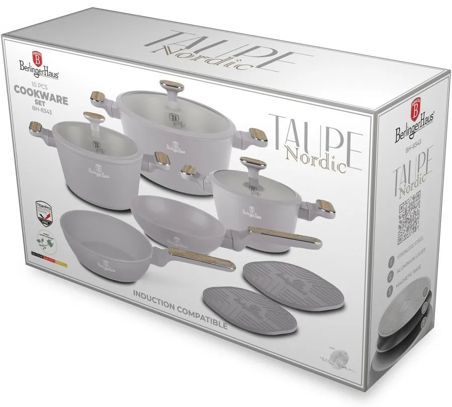 BerlingerHaus Zestaw naczyń z powłoką tytanową Taupe Nordic, 10 szt.