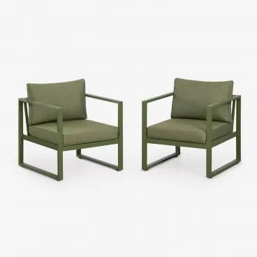 Zestaw 2 Foteli Ogrodowych Z Aluminium Lipov Intensywny Verde Olive - Sklum