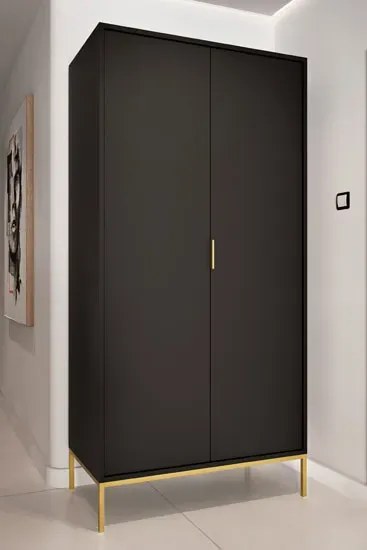 Czarna dwudrzwiowa szafa ze złotym stelażem M9-R24