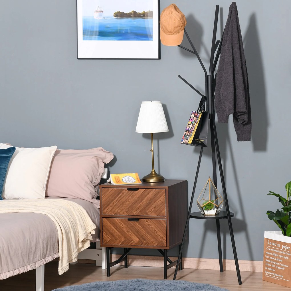 Homcom® Stojak Na Ubrania Do Garderoby Przedpokoju Metalowy Czarny