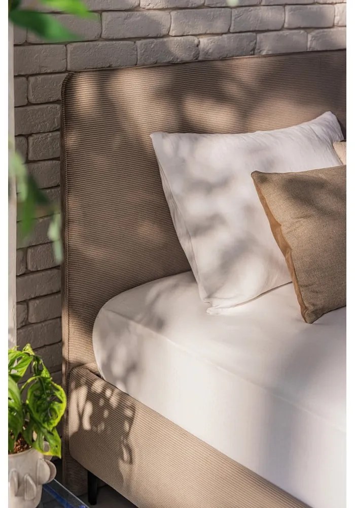 Szarobrązowe tapicerowane łóżko dwuosobowe ze stelażem 160x200 cm Noira Slim – Bonami Selection